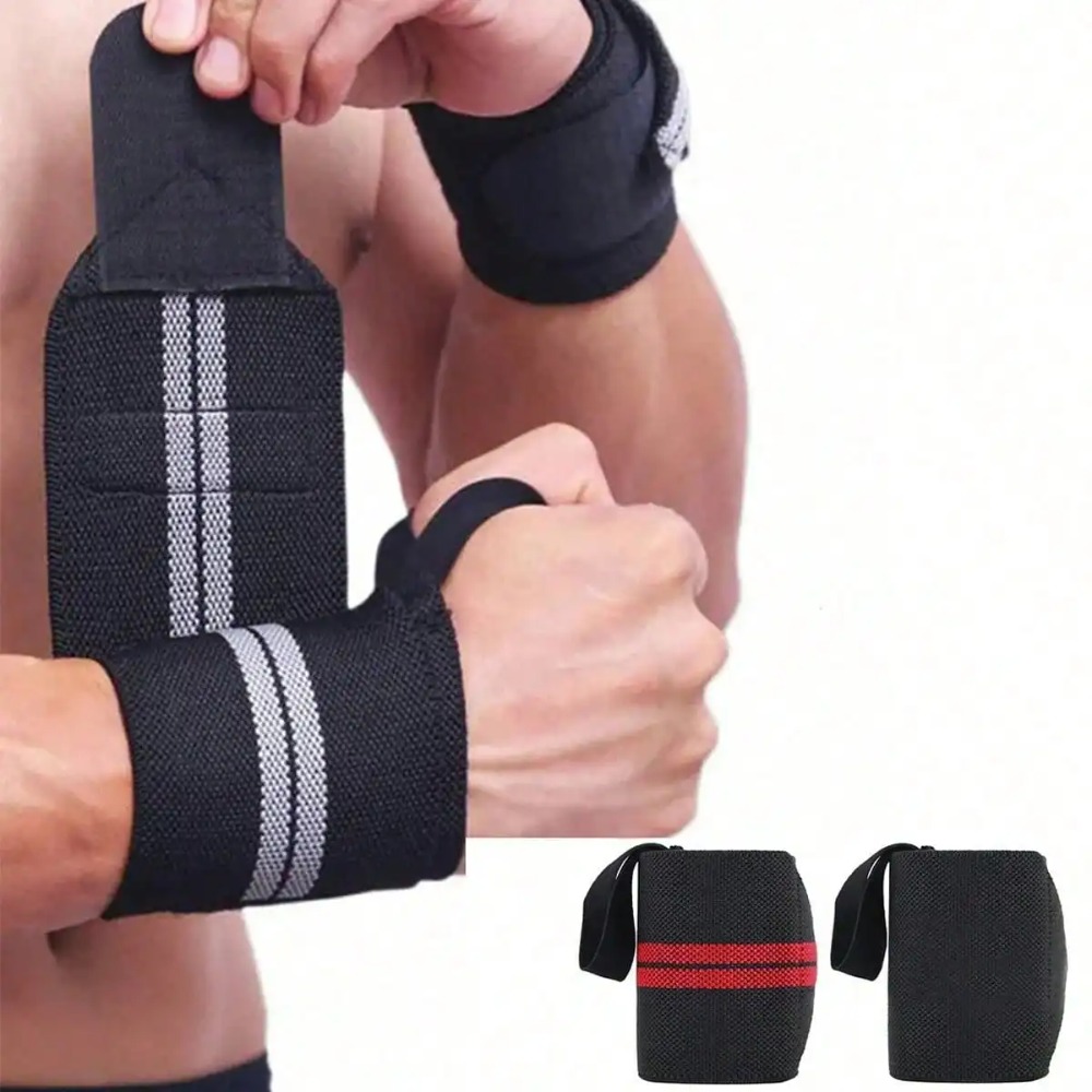 Wrist Wraps Weightlifting Support - 2 buah pelindung pergelangan tangan elastis,