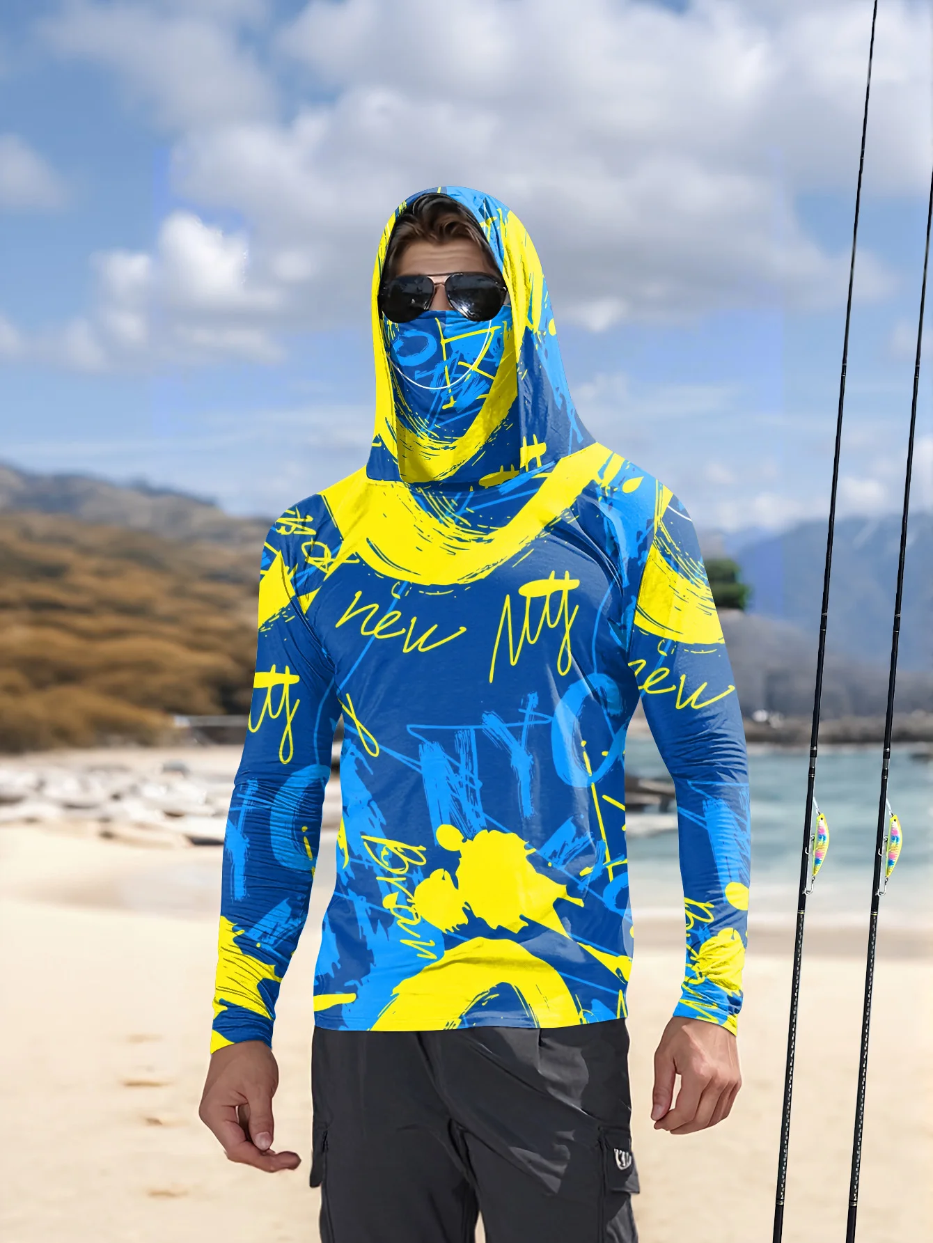 Hiking - Pakaian memancing pria dengan tudung dan